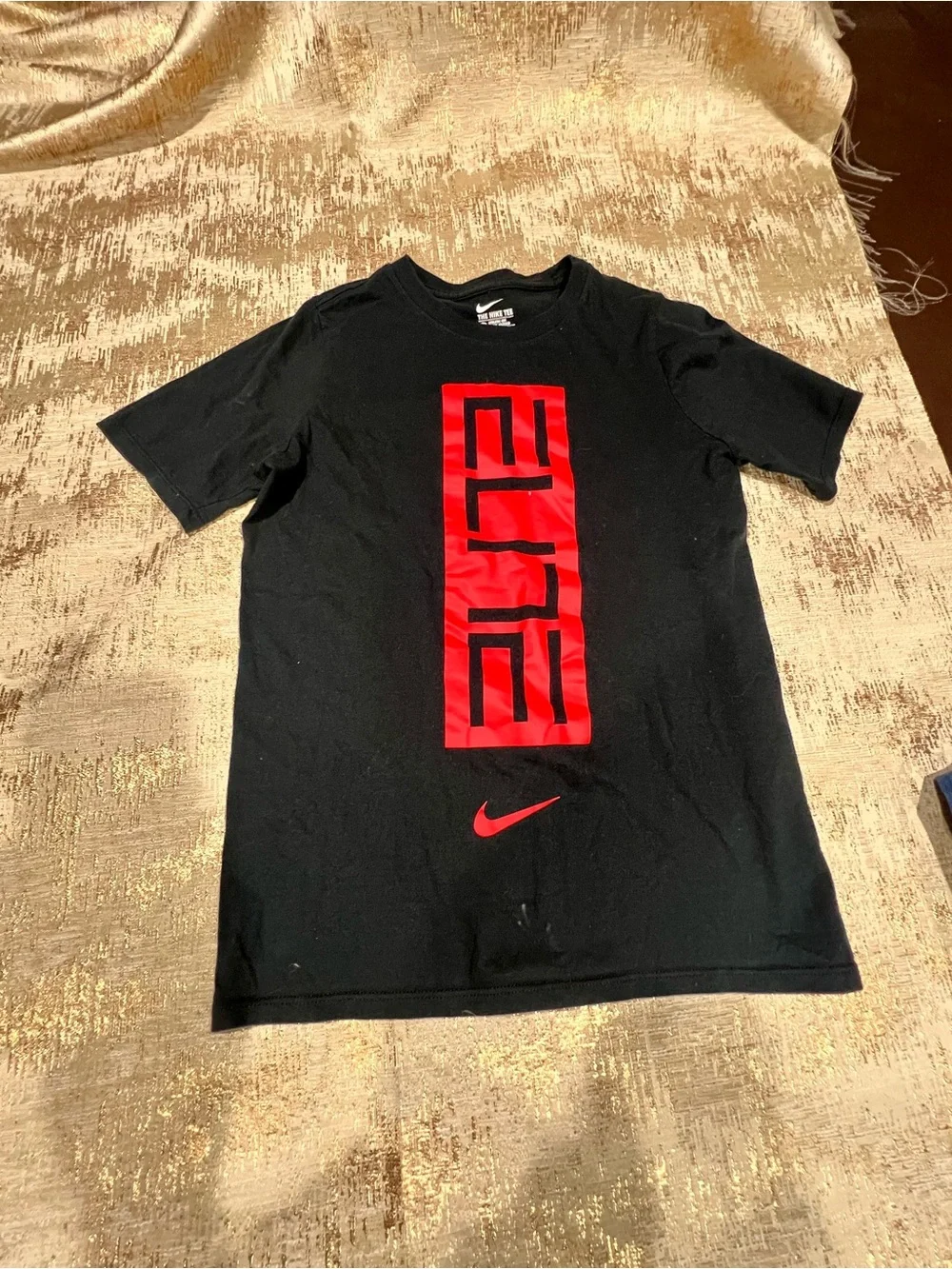 Nike Black T-Shirt with Red Vertical 'ELITE' Graphic
